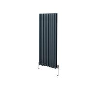 Radiateur à Colonne Ovale & Robinet Thermostatique Chromé - 1600mm x 600mm - Gris Anthracite Monstershop