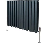 Radiateur Colonne Ovale & Robinet Thermostatique Gris Anthracite 600 x 780mm