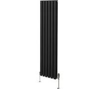 Radiateur Colonne Ovale & Robinet Thermostatique Noir 1600 x 360mm Noir