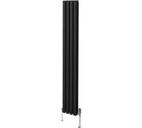 Radiateur Colonne Ovale & Robinet Thermostatique Noir 1800 x 240mm Noir