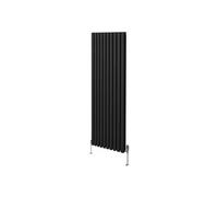 Radiateur à Colonne Ovale & Robinet Thermostatique Chromé - 1800mm x 600mm - Noir Monstershop