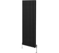 Radiateur à Colonne Ovale & Robinet Thermostatique Chromé - 1800mm x 600mm - Noir Monstershop
