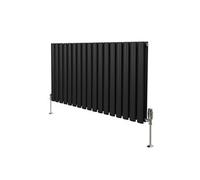 Radiateur à Colonne Ovale & Robinet Thermostatique Chromé - 600mm x 1020mm - Noir Monstershop