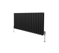 Radiateur à Colonne Ovale & Robinet Thermostatique Chromé - 600mm x 1200mm - Noir Monstershop