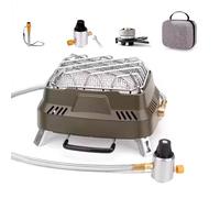 Radiateur De Chaleur Chauffage Exterieur Corps en Alliage D'aluminium Avec Panneau en Céramique Parasol Chauffant Gaz Exterieur 3500 W Puissance Réglable(Green)
