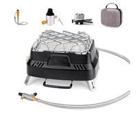Radiateur De Chaleur Chauffage Exterieur Corps en Alliage D'aluminium Avec Panneau en Céramique Parasol Chauffant Gaz Exterieur 3500 W Puissance Réglable(Black)