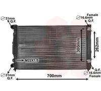 Radiateur d'eau ailettes jointes mécaniquement 03002122 VAN WEZEL pour AUDI VW