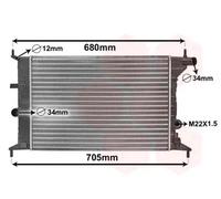 Radiateur d'eau ailettes jointes mécaniquement 37002242 VAN WEZEL pour OPEL