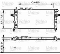 Radiateur d'eau ailettes jointes mécaniquement 732548 VALEO pour OPEL