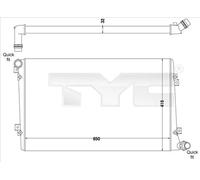Radiateur d'eau ailettes jointes mécaniquement 737-0063-R TYC pour VW AUDI SEAT