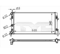 Radiateur d'eau ailettes jointes mécaniquement 737-0074 TYC pour SEAT VW SKODA