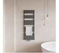 Radiateur eau chaude anthracite vertical classique basse température avec tubes panneaux en acier chauffage central H.140 x L.50 cm