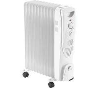 Radiateur électrique à huile Fiqops, 11 éléments chauffants, 3 puissances, turbo-ventilation, avec roulettes, 2500 W