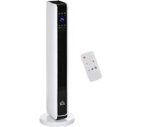 Radiateur électrique céramique PTC - chauffage soufflant oscillant 1100/2200W - télécommande incluse - timer 8h - blanc Blanc G