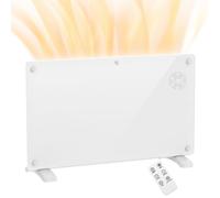 Radiateur à convection 1500W mural autoportant - affichage LED, timer 24h, thermostat, télécommande - verre blanc