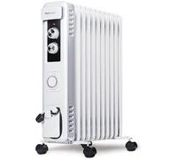 Pro Breeze Radiateur bain d'huile 2500W, 11 éléments - Radiateur électrique mobile - Chauffage avec Minuterie 24 heures intégrée, 3 niveaux de chaleur, thermostat réglable, arrêt de sécurité