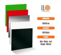 Radiateur électrique plat panneau rayonnant en verre 60x60 cm - 400W Couleur - Rouge, Thermostat - OUI