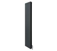 Radiateur en Aluminium 1800 x 315mm & Robinet Thermostatique Chromé, Chauffage Moderne Vertical Plat Alu Gris Anthracite Mat, Cuisine Salon Salle de Bain [Brosse, Attaches Murales & Supports INCLUS]