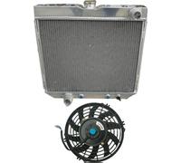 Radiateur en aluminium avec ventilateur, capacité de refroidissement améliorée, radiateur de transmission intégré, ajustement sur mesure pour les modèles Ford 1969-1970