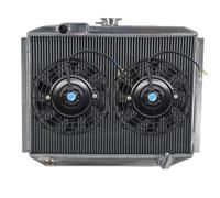 Radiateur En Aluminium Pour Mitsubishi Pour Pajero I 4D56T L04-G/L041G-L049G V12V-V98W MT 1982-1990 1983 1984 1985 1986 1987 1988 1989 Radiateur Voiture(Radiator with 2 fan)