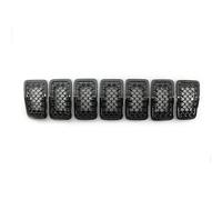 Radiateur grilles Pour Jeep Pour Cherokee 2019 2020 2021 2022 7 Pièces Pare-chocs Avant Voiture Couverture Calandre Centrale Garniture Maille Nid D'abeille Grilles Course(Noir)