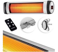 MONZANA® Radiateur infrarouge MZH2501 minuteur 24h 2500W 3 niveaux chauffage télécommande housse 90° extérieur chauffage radiant terrasse argent