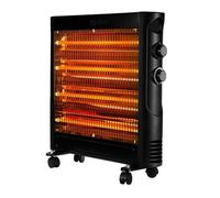 Radiateur infrarouge quartz - NEO - 600W/1200W - Thermostat intégré - 4 tubes quartz - Grille chromée - Roulettes