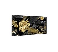 Radiateur infrarouge - Wonderwall Air Art - Panneau chauffant - 120x60cm - 700W - Connecté - Feuilles noires/or cadre noir