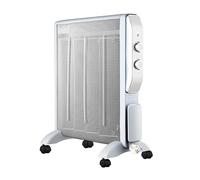Radiateur mica Manteau 2 000 W, 4 éléments en blanc/argent. Avec 2 puissances, système anti-basculement, voyant lumineux et thermostat réglable, parfait pour créer des ambiances chaudes et
