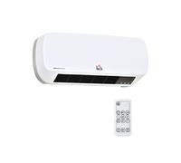 HomCom Radiateur mural soufflant 2000 W – céramique PTC, 3 niveaux avec télécommande – Blanc/Noir