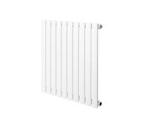 Radiateur à Colonnes Ovales 1 Panneau 600 x 600 mm en Acier Carbone Blanc Chauffage Centrale Moderne Horizontale Monté Sur Mur Cuisine [Brosse de Nettoyage & Supports INCLUSES]