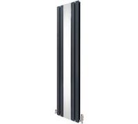 Radiateur Plat avec Miroir & Valves - 1800mm x 425mm - Gris Anthracite