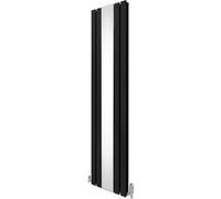 Radiateur Plat avec Miroir & Valves - 1800mm x 425mm - Noir Noir G
