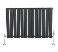 Radiateur Plat Horizontale à 1 Colonne & Vannes 600 x 910 mm en Anthracite Anthracite