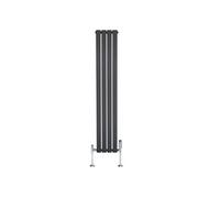Radiateur Plat Verticale à 1 Colonne & Vannes 1600 x 280 mm en Anthracite