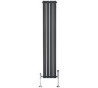 Radiateur Plat Verticale à 1 Colonne & Vannes 1600 x 280 mm en Anthracite Anthracite