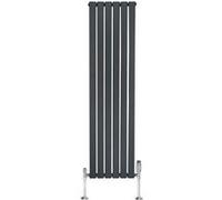 Radiateur Plat Verticale à 1 Colonne & Vannes 1600 x 420 mm en Anthracite Anthracite