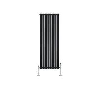 Radiateur Plat Verticale à 1 Colonne & Vannes 1600 x 560 mm en Noir Noir