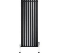 Radiateur Plat Verticale à 1 Colonne & Vannes 1600 x 560 mm en Noir Noir