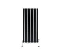 Radiateur Plat Verticale à 1 Colonne & Vannes 1600 x 700 mm en Noir