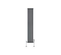 Radiateur Plat Verticale à 1 Colonne & Vannes 1800 x 280 mm en Anthracite