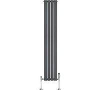 Radiateur Plat Verticale à 1 Colonne & Vannes 1800 x 280 mm en Anthracite