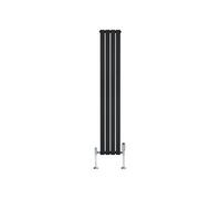 Radiateur Plat Verticale à 1 Colonne & Vannes 1800 x 280 mm en Noir