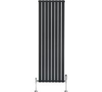 Radiateur Plat Verticale à 1 Colonne & Vannes 1800 x 560 mm en Noir Noir