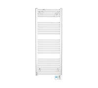 Radiateur sèche-serviettes - FLO BAIN II - fluide - 750W - 50x140x12,2 cm - programmable - 2 patères incluses - blanc