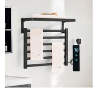 Radiateur Sèche-serviettes Électrique Basse Consommation ReadyWarm Smart Towel Noir ,58.5x55 cm Mur ,Affichage LED, Commande Tactile