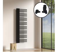 Radiateur sèche-serviettes Kviteseid avec kit de raccordement 80 mm 146 x 45 cm noir