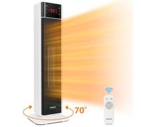 Radiateur Soufflant, Chauffage d'appoint 2000W, 4 Niveaux de Chauffage,Oscillation 70°, Portable,Télécommande,PTC Céramique,Blanc