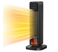 Radiateur Soufflant Électrique Puissant 2200W avec Flamme 3D, Chauffage Rapide, Oscillant 180°, Affichage LED, 3 modes, Minuterie