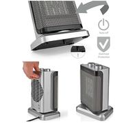 Radiateur soufflant Gris - 1500W - Thermostat réglable - Oscillation - Protection surchauffe et basculement